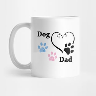 Dog Dad. Pink and blue paw print with heart Mug